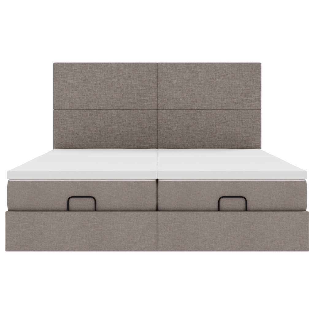 Ottoman-Bett mit Matratzen Taupe 180x200 cm Stoff