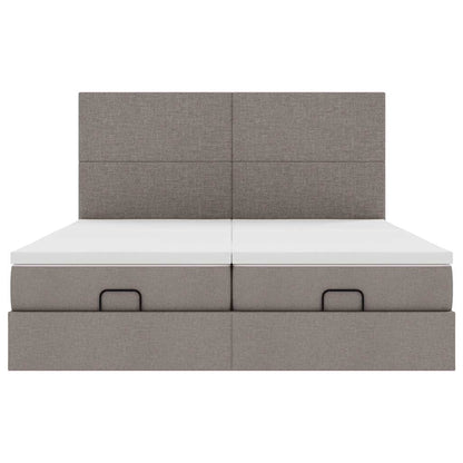 Ottoman-Bett mit Matratzen Taupe 180x200 cm Stoff