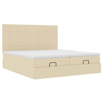 Ottoman-Bett mit Matratzen Creme 160x200 cm Stoff