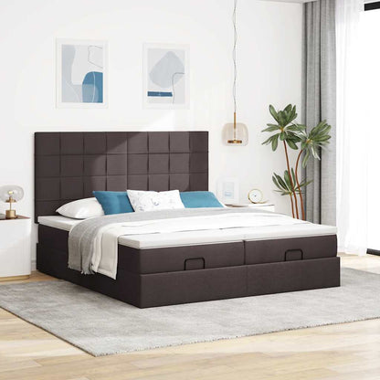 Ottoman-Bett mit Matratzen Dunkelbraun 180x200 cm Stoff