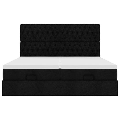 Ottoman-Bett mit Matratzen Schwarz 160x200 cm Stoff