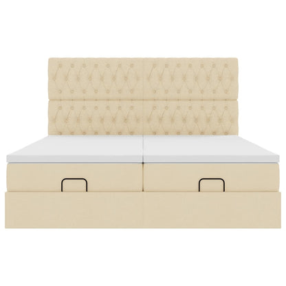 Ottoman-Bett mit Matratzen Creme 160x200 cm Stoff