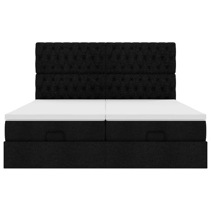 Ottoman-Bett mit Matratzen Schwarz 180x200 cm Stoff