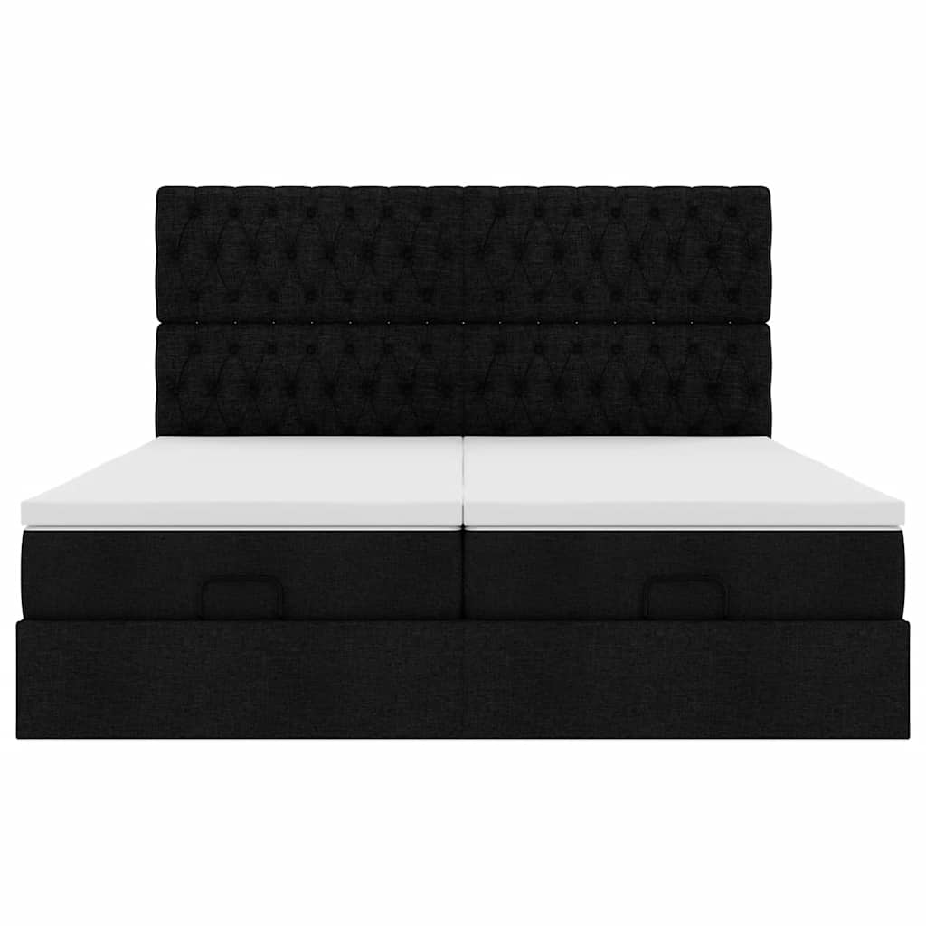 Ottoman-Bett mit Matratzen Schwarz 200x200 cm Stoff