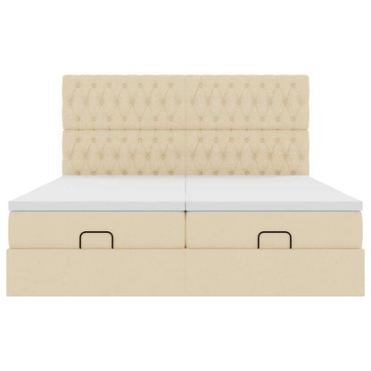 Ottoman-Bett mit Matratzen Creme 200x200 cm Stoff