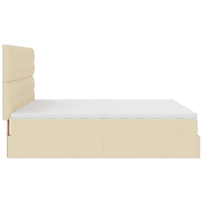 Ottoman-Bett mit Matratzen Creme 200x200 cm Stoff