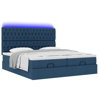 Ottoman-Bett mit Matratzen Blau 200x200 cm Stoff