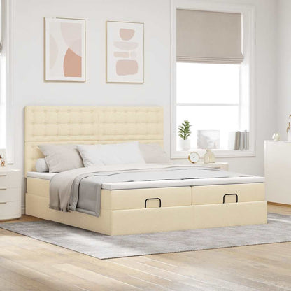 Ottoman-Bett mit Matratzen Creme 160x200 cm Stoff