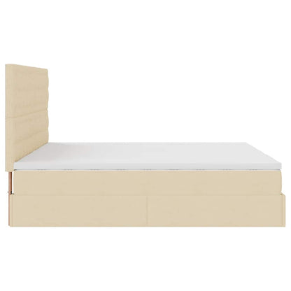 Ottoman-Bett mit Matratzen Creme 160x200 cm Stoff