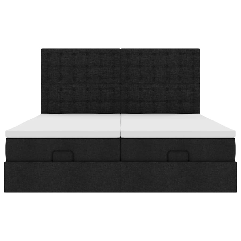 Ottoman-Bett mit Matratzen Schwarz 180x200 cm Stoff