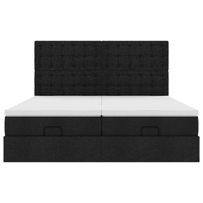 Ottoman-Bett mit Matratzen Schwarz 180x200 cm Stoff