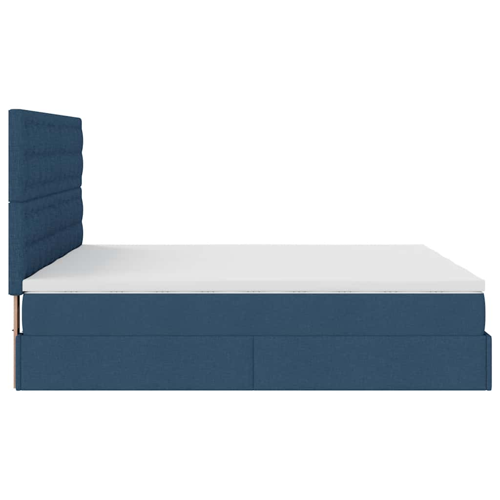 Ottoman-Bett mit Matratzen Blau 180x200 cm Stoff