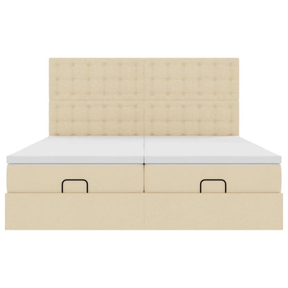 Ottoman-Bett mit Matratzen Creme 200x200 cm Stoff