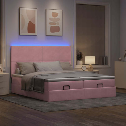 Ottoman-Bett mit Matratzen Rosa 200x200 cm Samt