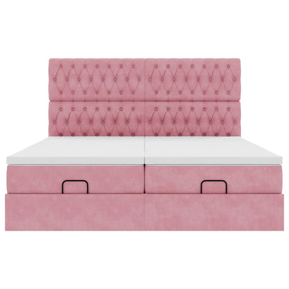 Ottoman-Bett mit Matratzen Rosa 160x200 cm Samt