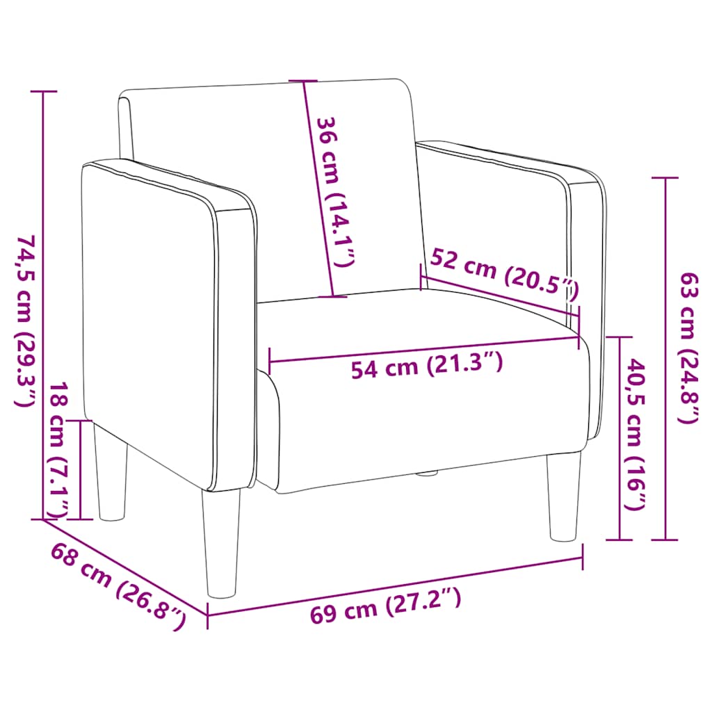 Sessel mit Armlehnen Dschungelgrün 54 cm Cordstoff