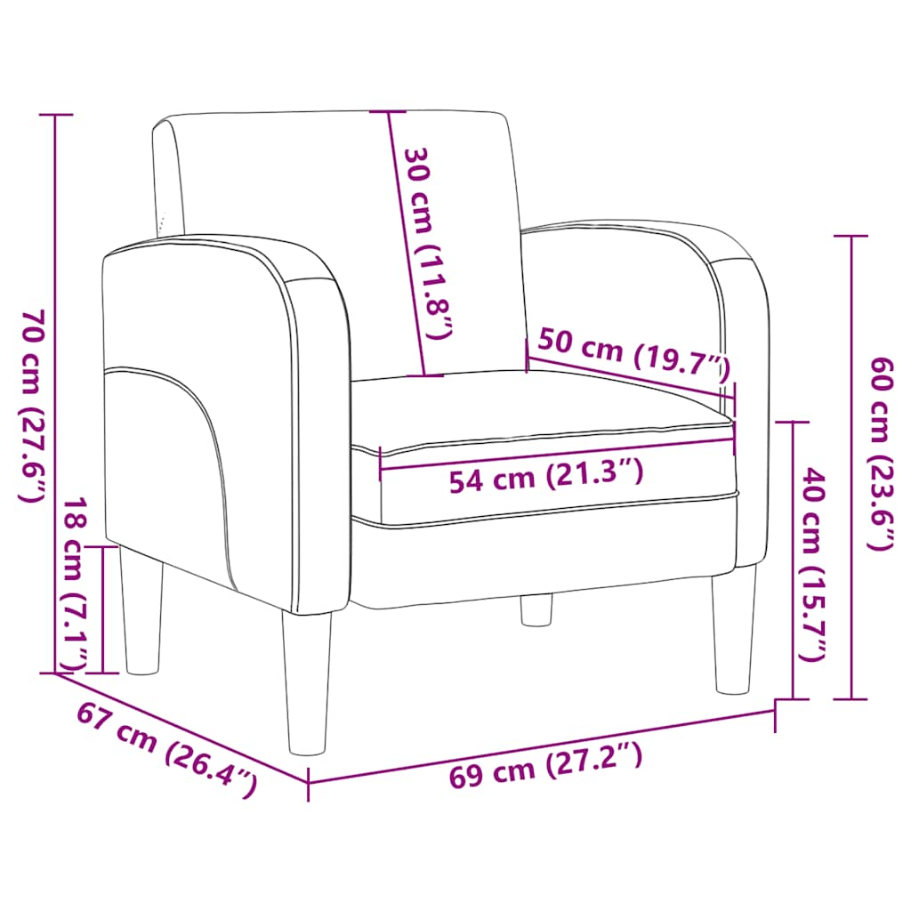 Sessel mit Armlehnen Grau 54 cm Kunstleder