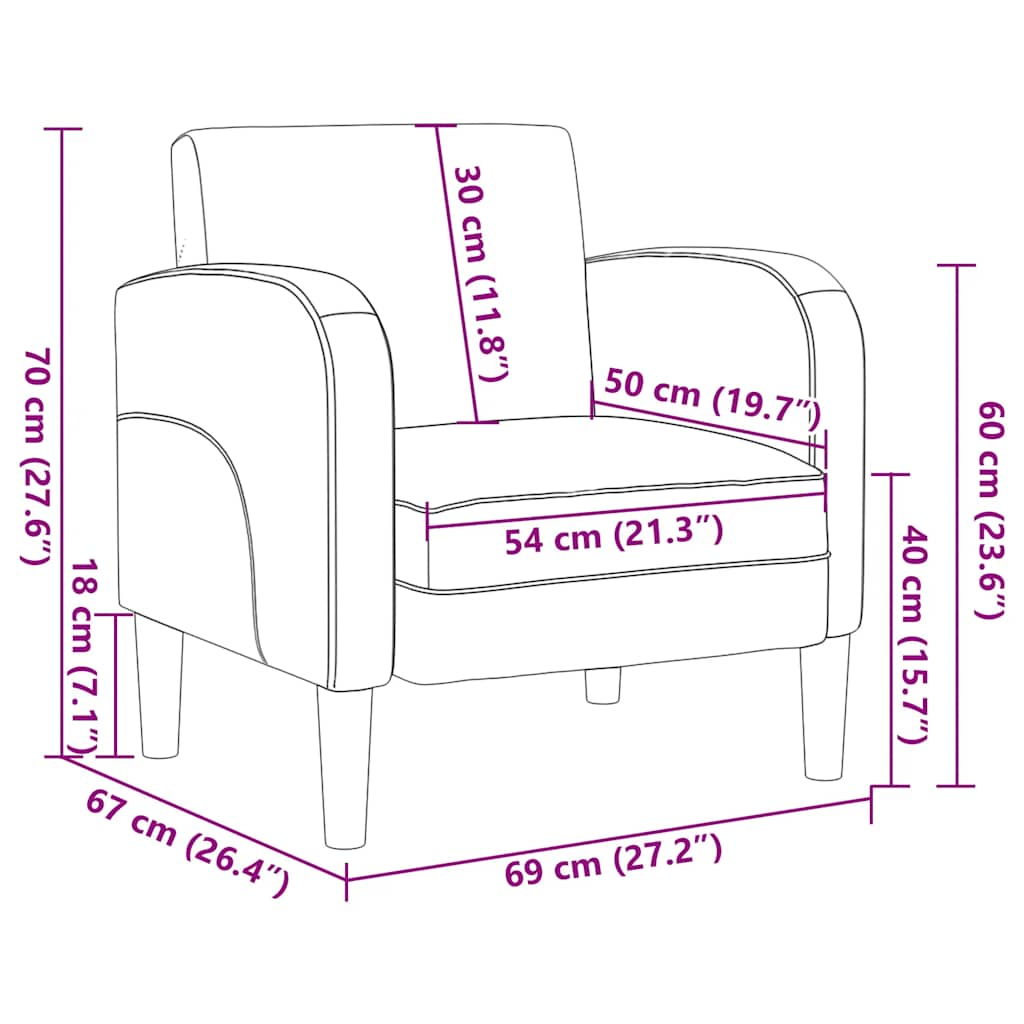 Sessel mit Armlehnen Braun 54 cm Kunstleder