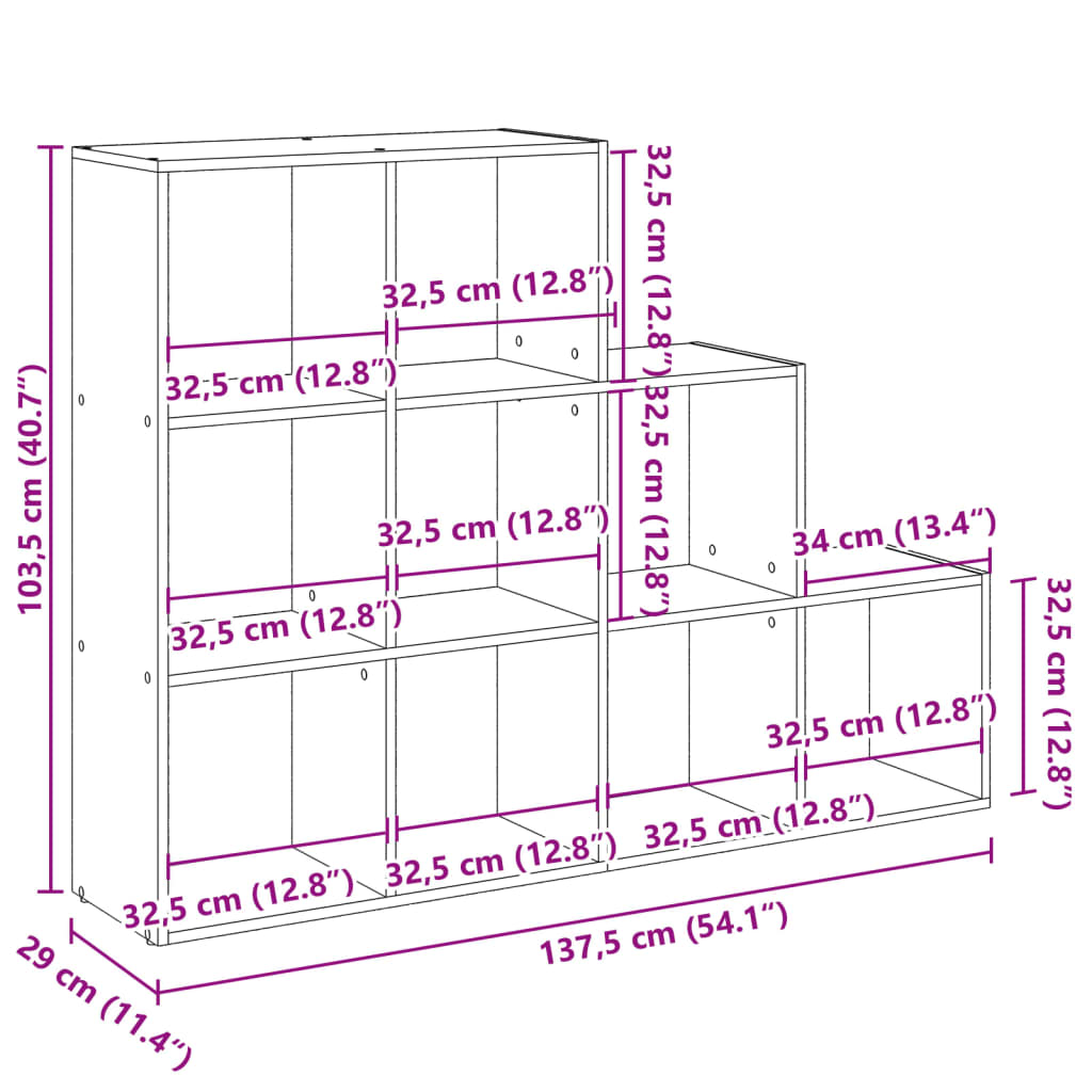 Raumteiler-Bücherregal 3 Stufen Schwarz 137,5x29x103,5 cm