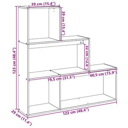 Raumteiler-Bücherregal 3 Stufen Weiß 123x29x123cm Holzwerkstoff