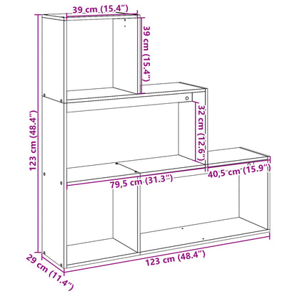 Raumteiler-Bücherregal 3 Stufen Sonoma-Eiche 123x29x123 cm