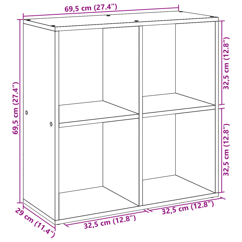 Raumteiler-Bücherregal Sonoma-Eiche 69,5x29x69,5 cm