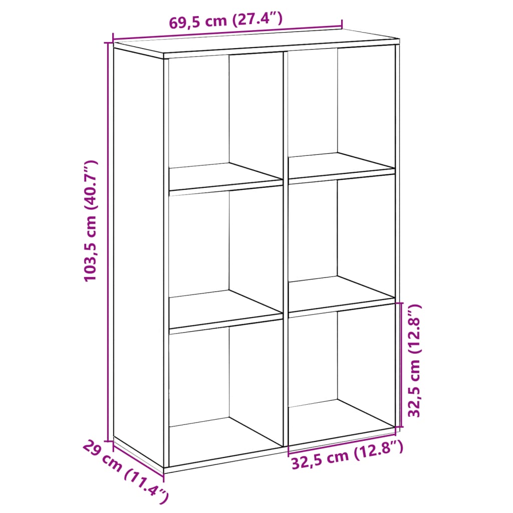 Raumteiler-Bücherregal Weiß 69,5x29x103,5 cm Holzwerkstoff