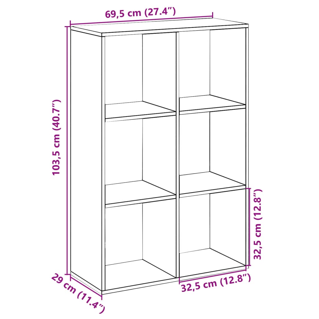 Raumteiler-Bücherregal Braun Eichen-Optik 69,5x29x103,5 cm