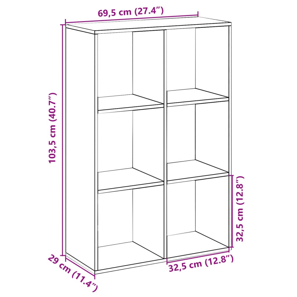 Raumteiler-Bücherregal Altholz-Optik 69,5x29x103,5 cm