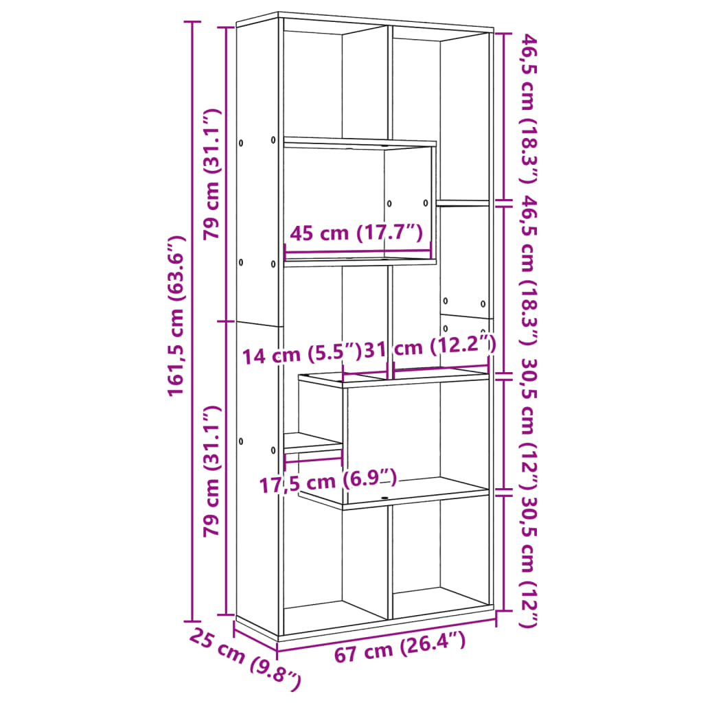 Raumteiler-Bücherregal Weiß 67x25x161,5 cm Holzwerkstoff