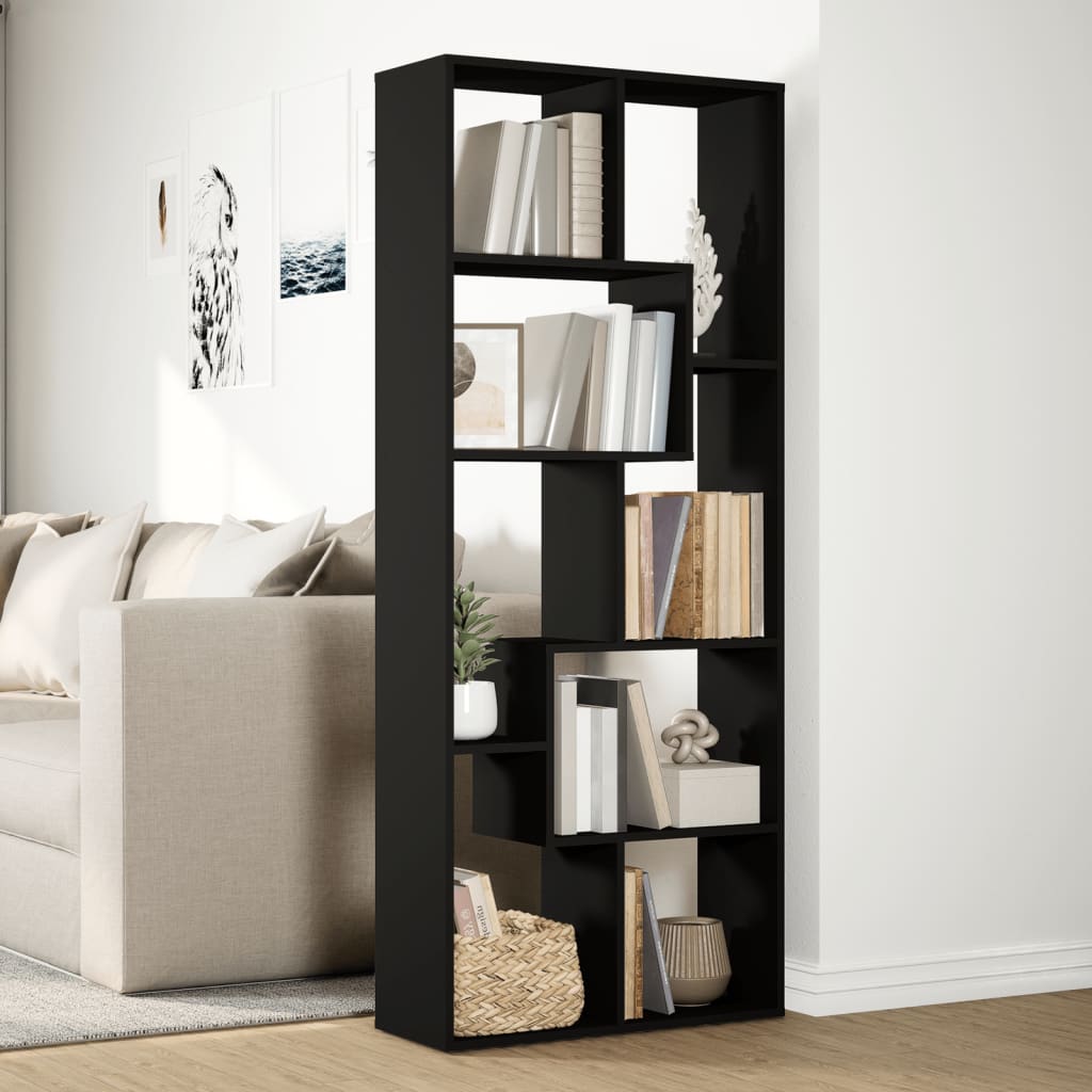 Raumteiler-Bücherregal Schwarz 67x25x161,5 cm Holzwerkstoff