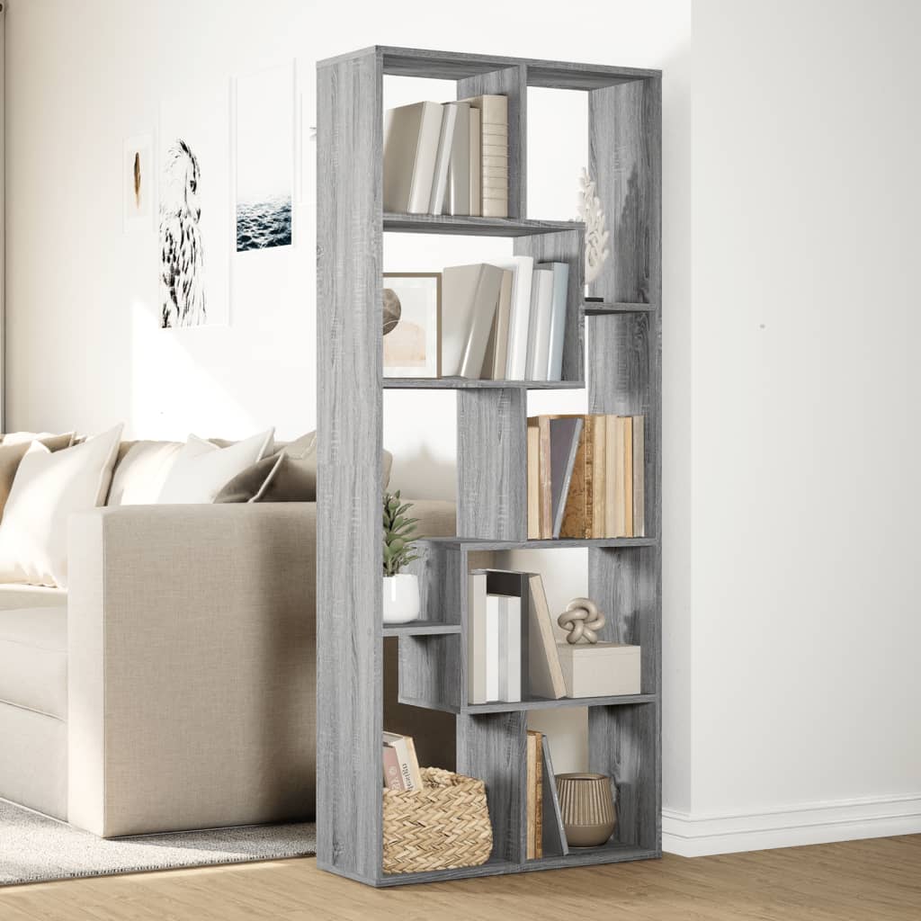 Raumteiler-Bücherregal Grau Sonoma 67x25x161,5 cm Holzwerkstoff