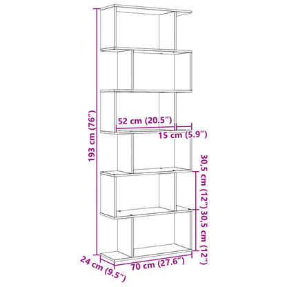 Raumteiler-Bücherregal 6 Etagen Schwarz 70x24x193 cm