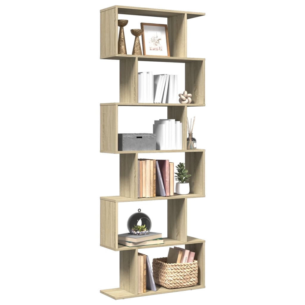 Raumteiler-Bücherregal 6 Etagen Sonoma-Eiche 70x24x193 cm