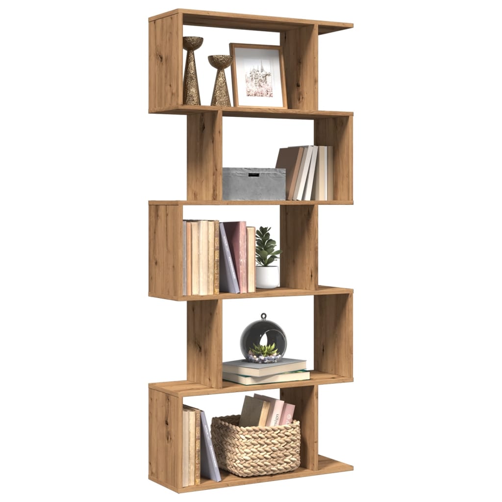 Raumteiler-Bücherregal 5 Etagen Artisan-Eiche 70x24x161 cm