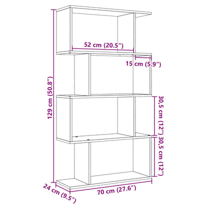 Raumteiler-Bücherregal 4 Böden Weiß 70x24x129 cm Holzwerkstoff