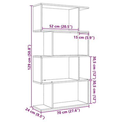 Raumteiler-Bücherregal 4 Böden Grau Sonoma 70x24x129 cm