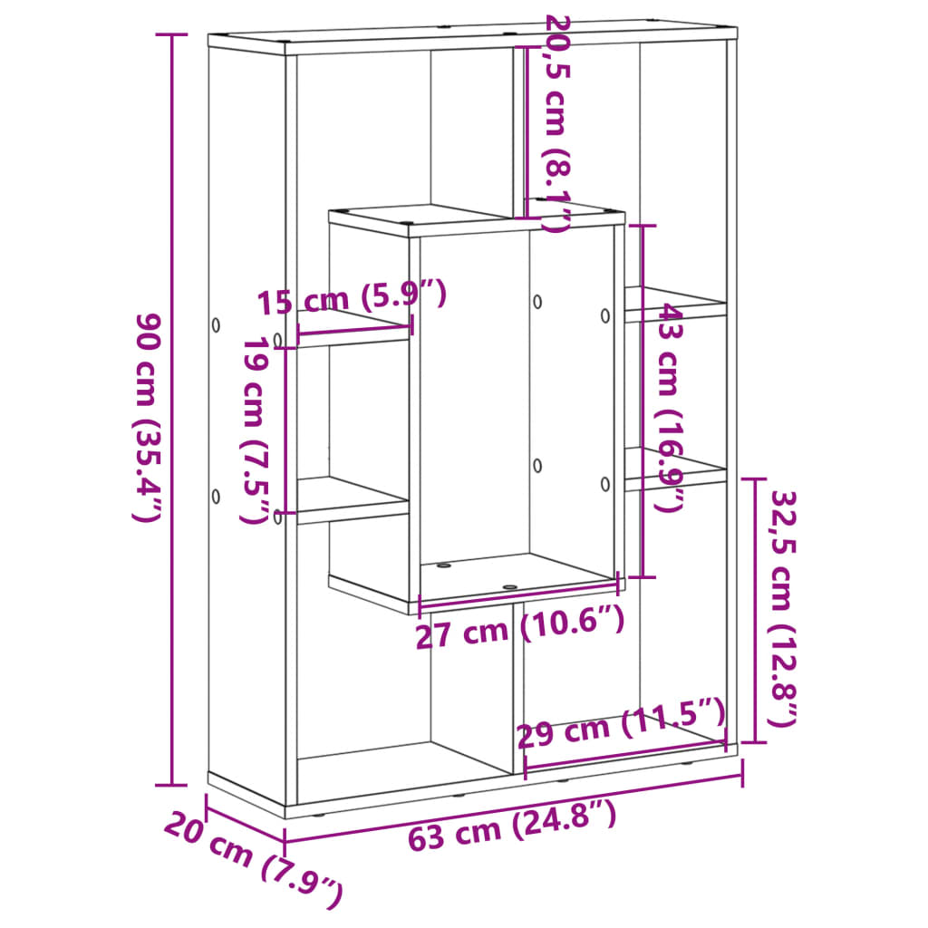 Bücherregal Weiß 63x20x90 cm Holzwerkstoff