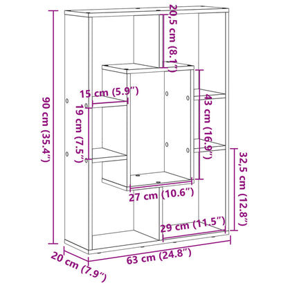 Bücherregal Betongrau 63x20x90 cm Holzwerkstoff