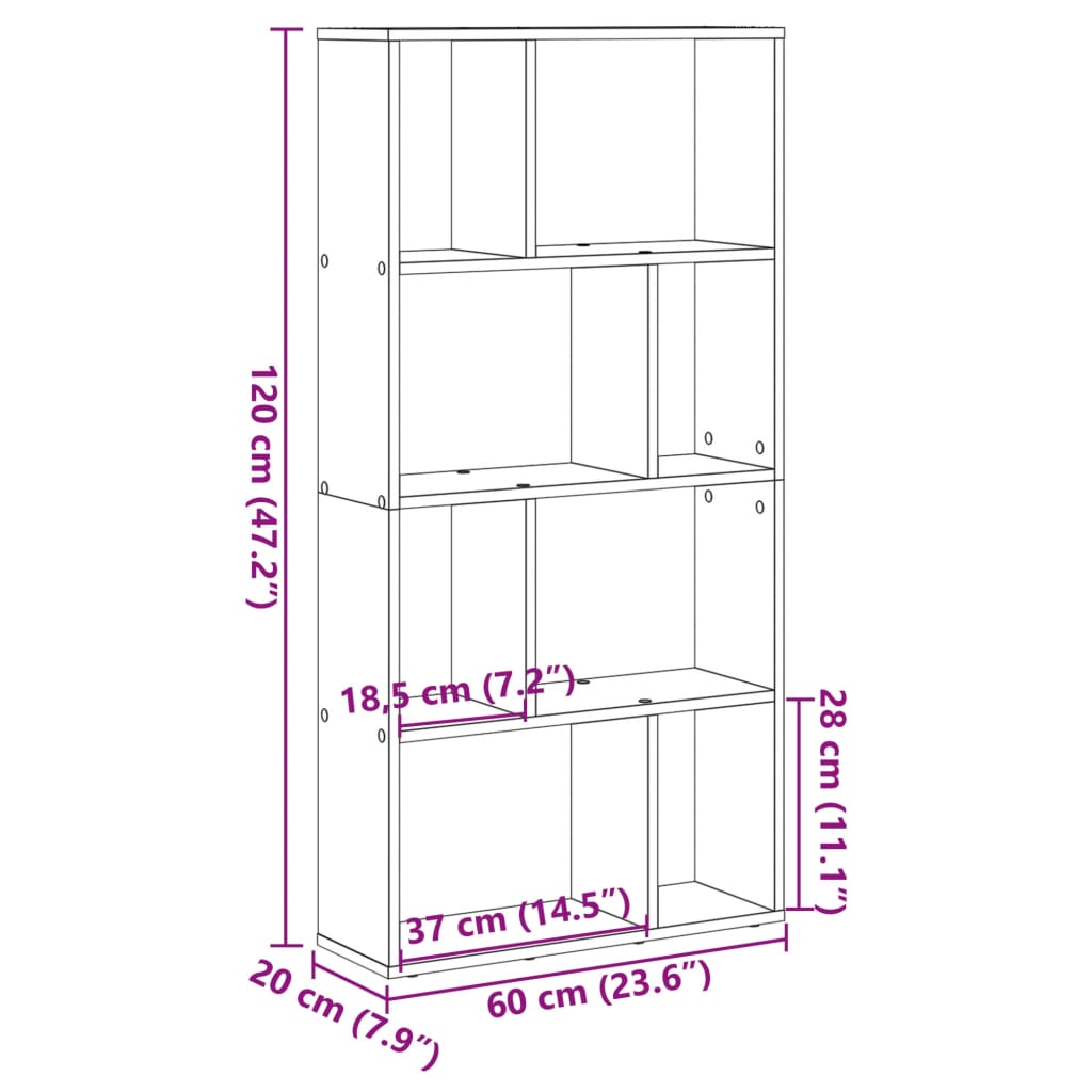 Bücherregal Braun Eichen-Optik 60x20x120 cm Holzwerkstoff