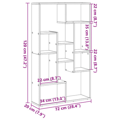 Bücherregal Weiß 72x20x120 cm Holzwerkstoff