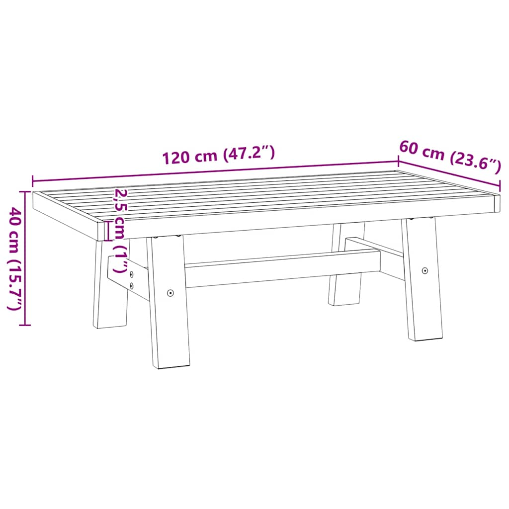 Couchtisch NOAIN A-förmige Beine 120x60x40 cm Massivholz Kiefer