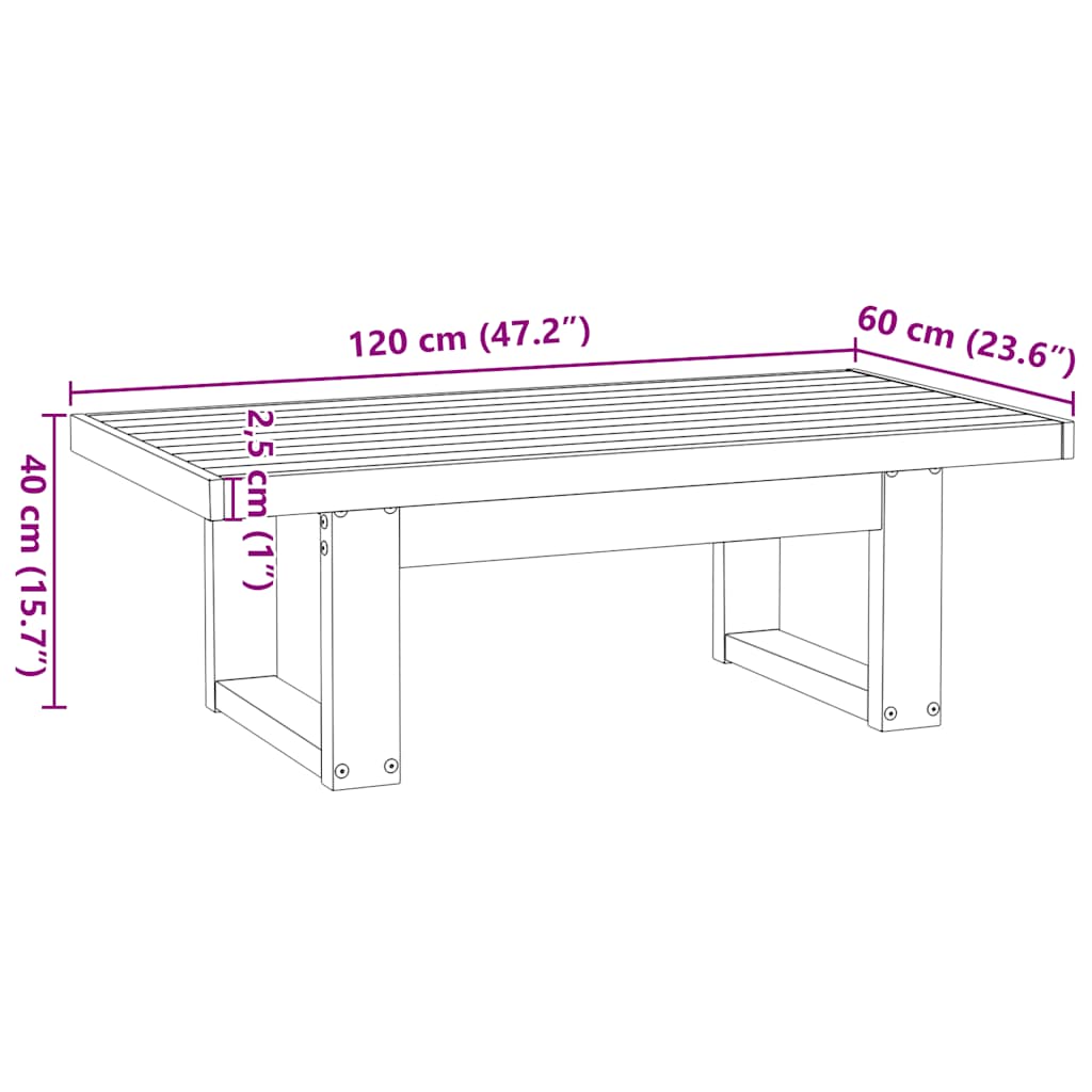 Couchtisch NOAIN U-förmige Beine 120x60x40 cm Massivholz Kiefer