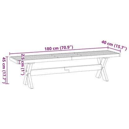 Esszimmerbank NOAIN X-Form-Beine 180x40x45 cm Massivholz Kiefer