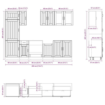 8-tlg. Küchenschrank-Set Kalmar Hochglanz-Weiß Holzwerkstoff