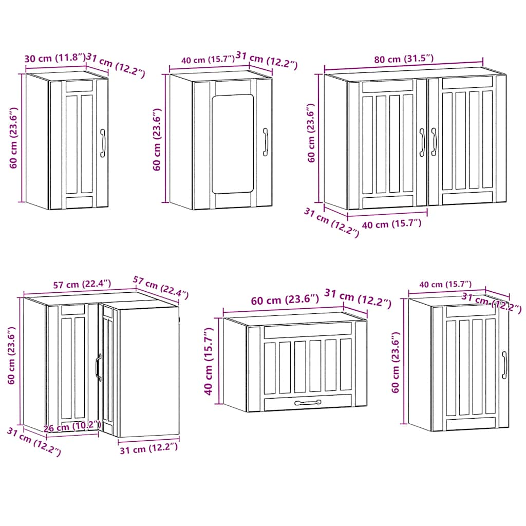 11-tlg. Küchenschrank-Set Kalmar Weiß Holzwerkstoff