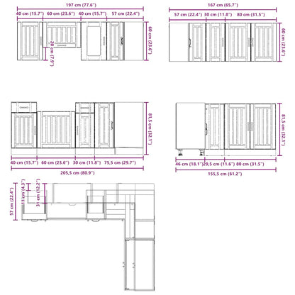 11-tlg. Küchenschrank-Set Kalmar Schwarz Holzwerkstoff