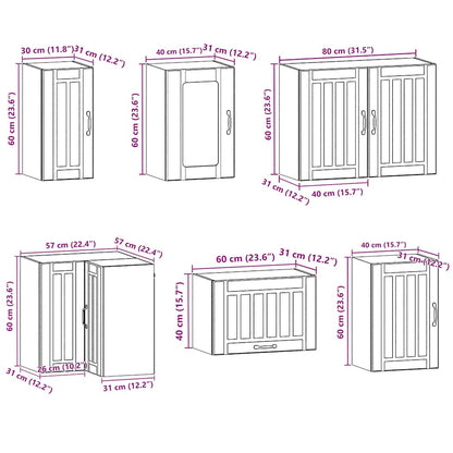 11-tlg. Küchenschrank-Set Kalmar Hochglanz-Weiß Holzwerkstoff