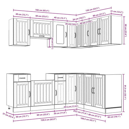 11-tlg. Küchenschrank-Set Kalmar Sonoma-Eiche Holzwerkstoff