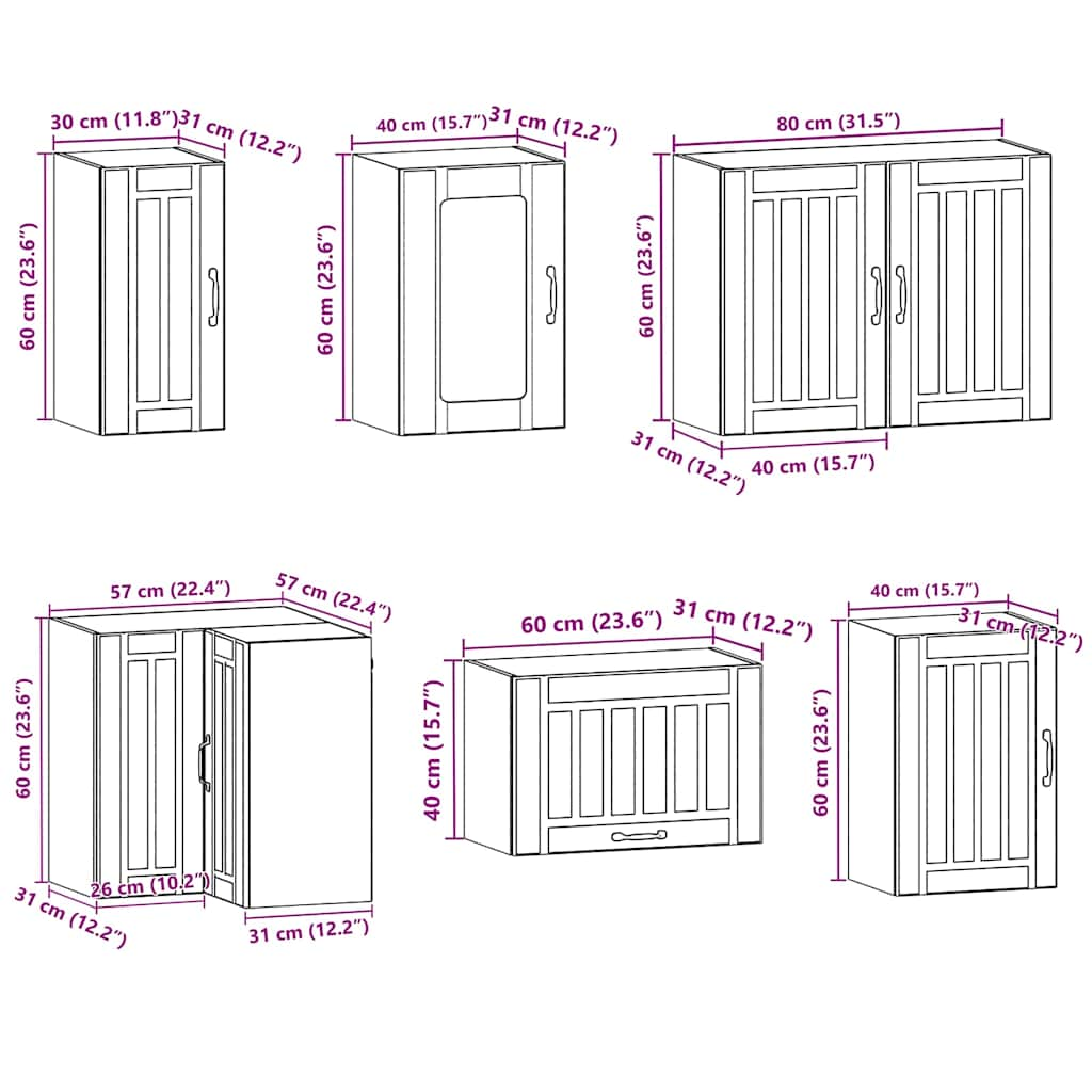 11-tlg. Küchenschrank-Set Kalmar Artisan-Eiche Holzwerkstoff